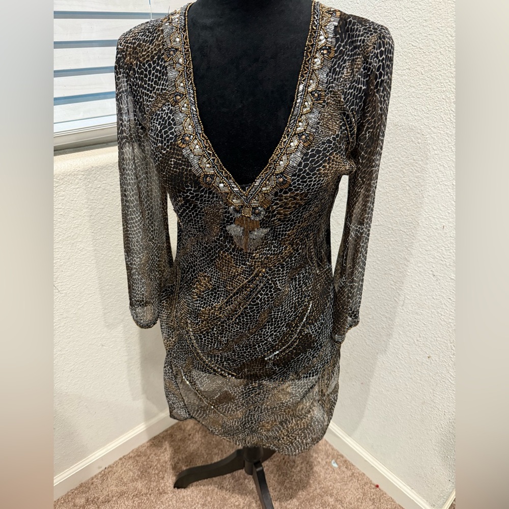 Alberto Makali Black and Gold Swim Coverup